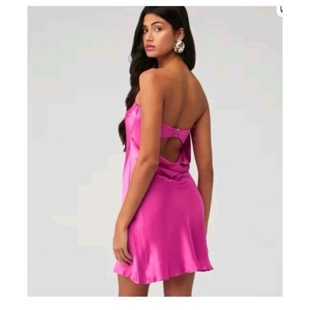 NWT BEC + BRIDGE Pink Moon Dance Strapless Mini Dress Bias Viscose Satin US 10